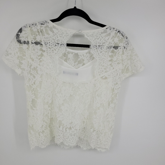 Abercrombie & Fitch Womens White Floral lace Sheer Top With Removable Liner S - Picture 5 of 16